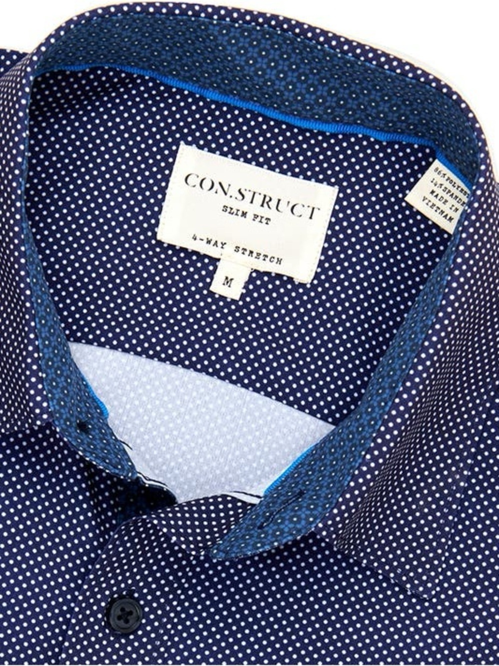 CON.STRUCT Men’s Mdm Slim Fit Microdot 4-Way Stretch Performance Button-Up Shirt - Picture 3 of 17